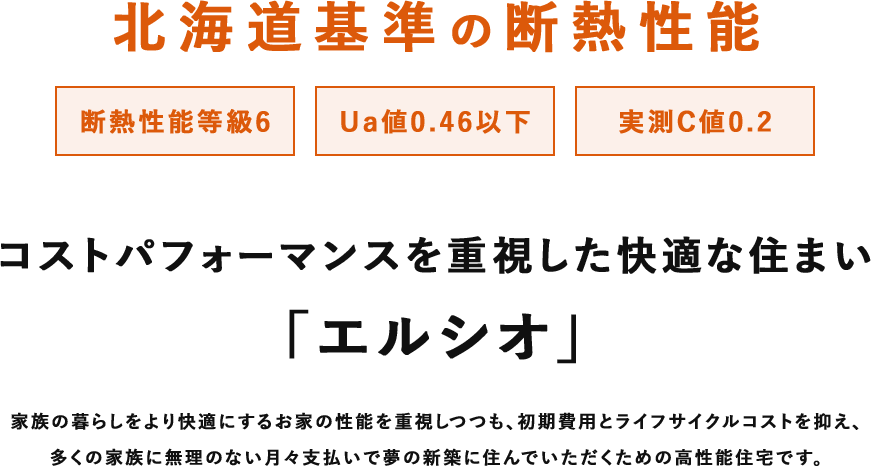 北海道基準の断熱性能高気密・高断熱を実現 コストパフォーマンスを重視した快適な住まい「エルシオ」