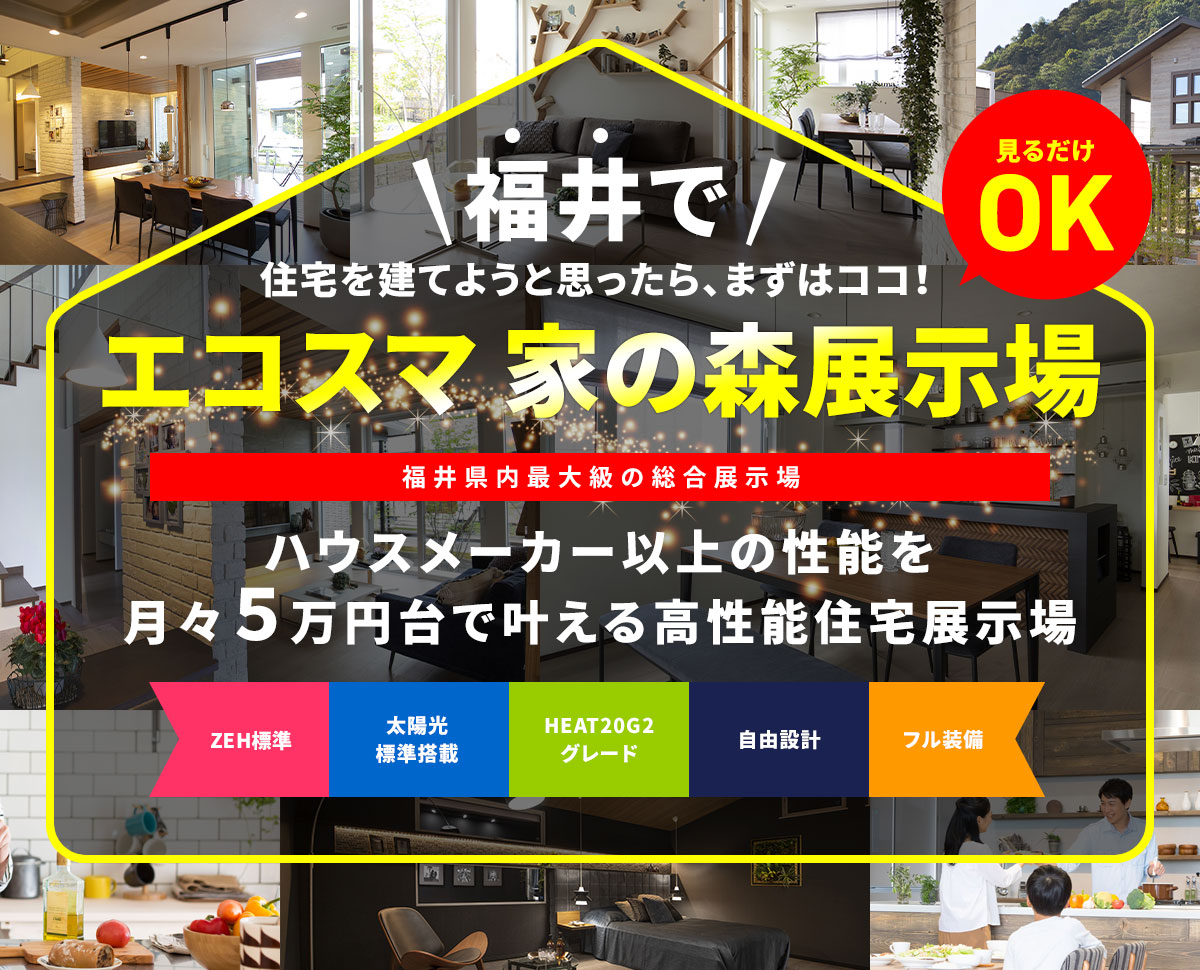 福井で住宅を建てようとおもったら、まずはココ！エコスマ 家の森展示場